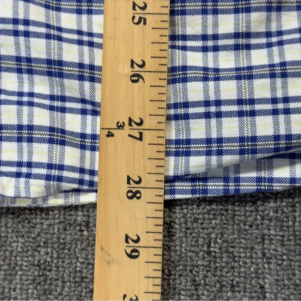 J.‎ Crew Slim Oxford Blue Yellow Plaid Business Casual Button Down Shirt Size XL